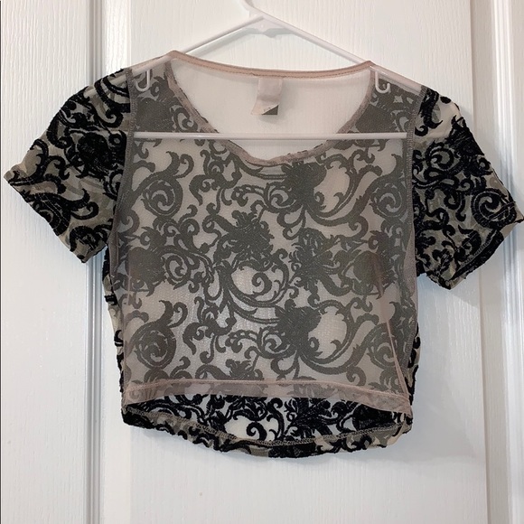Lace Mesh Crop Top - Picture 2 of 6
